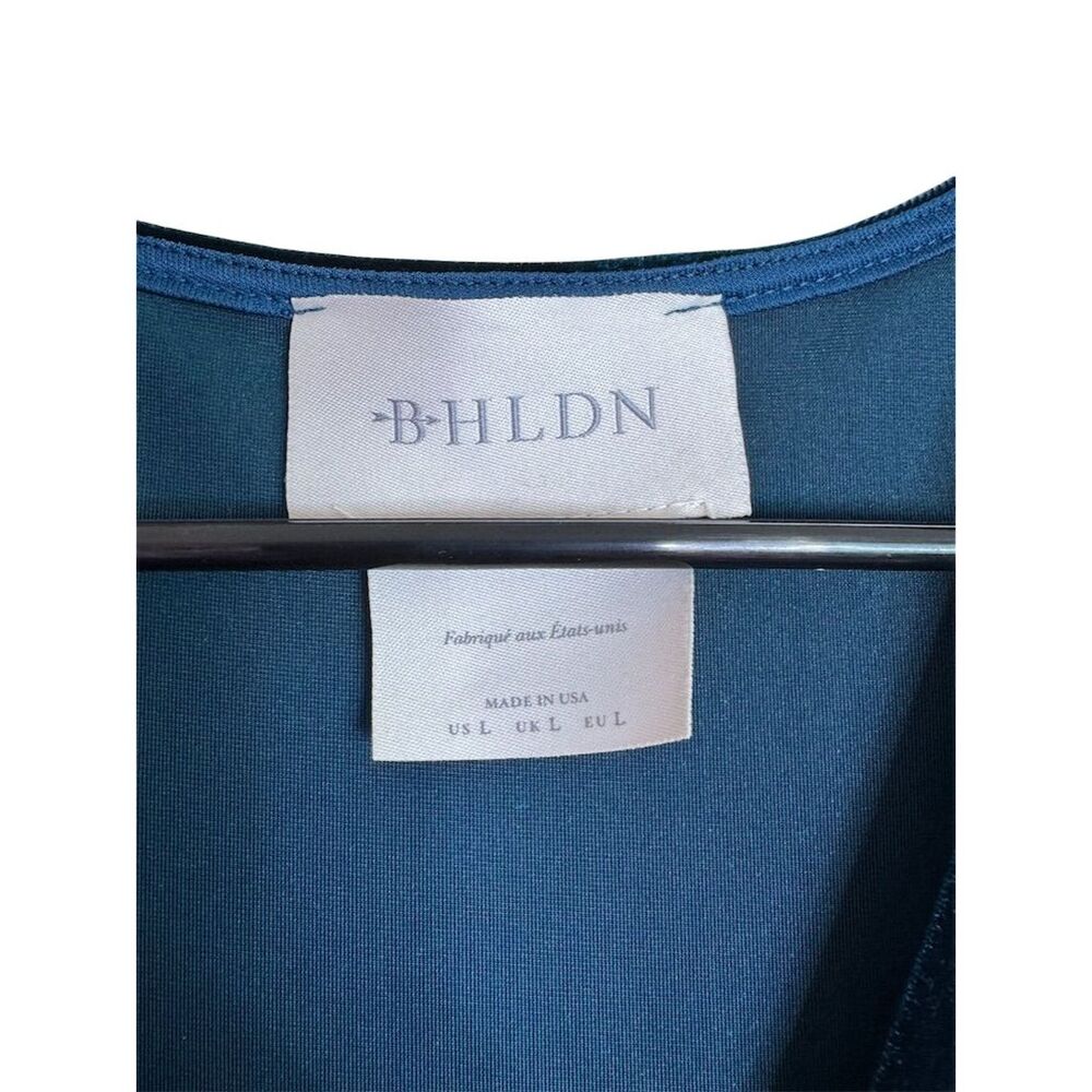 Anthropologie BHLDN Women's Velvet Wrap Midi Dress Teal Size L Party Cocktail - Picture 3 of 6